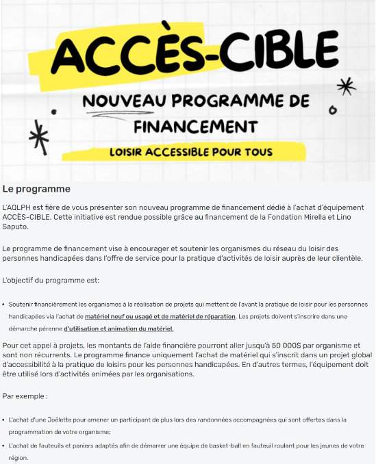 Description du programme de subvention ACCÈS-CIBLE / Description of the ACCES-CIBLE grant program