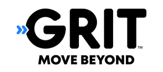 Français: Logo GRIT écrit en lettres baton avec écrit "MOVE BEYOND" dessous English: GRIT logo in stick letters with "MOVE BEYOND" written underneath