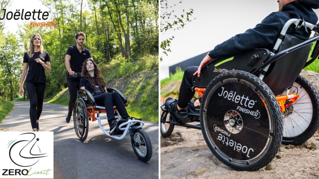 La Joëlette Finisher et le type de roues en image