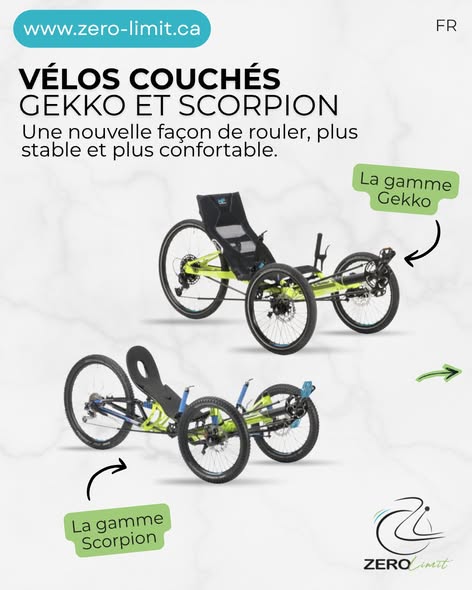vélos couchés Gekko et Scorpion